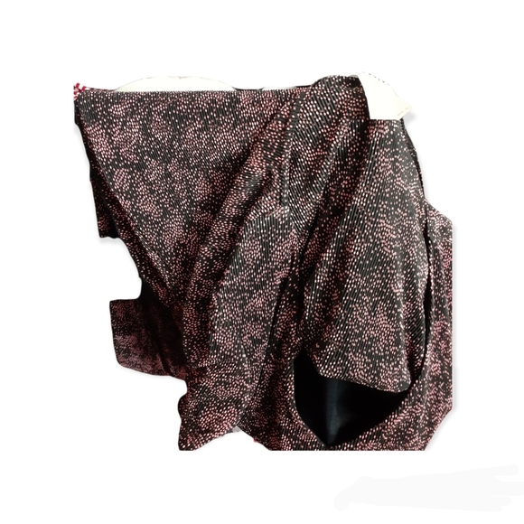 Womens vtg Sz 6 flutter slit sleeve Mock 2 pc Dress black pink white ribbed - Picture 6 of 7